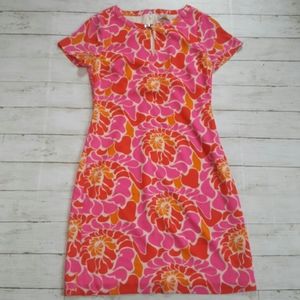 Nwt banana republic short sleeve dress pink orange retro mid‎ century pattern 4